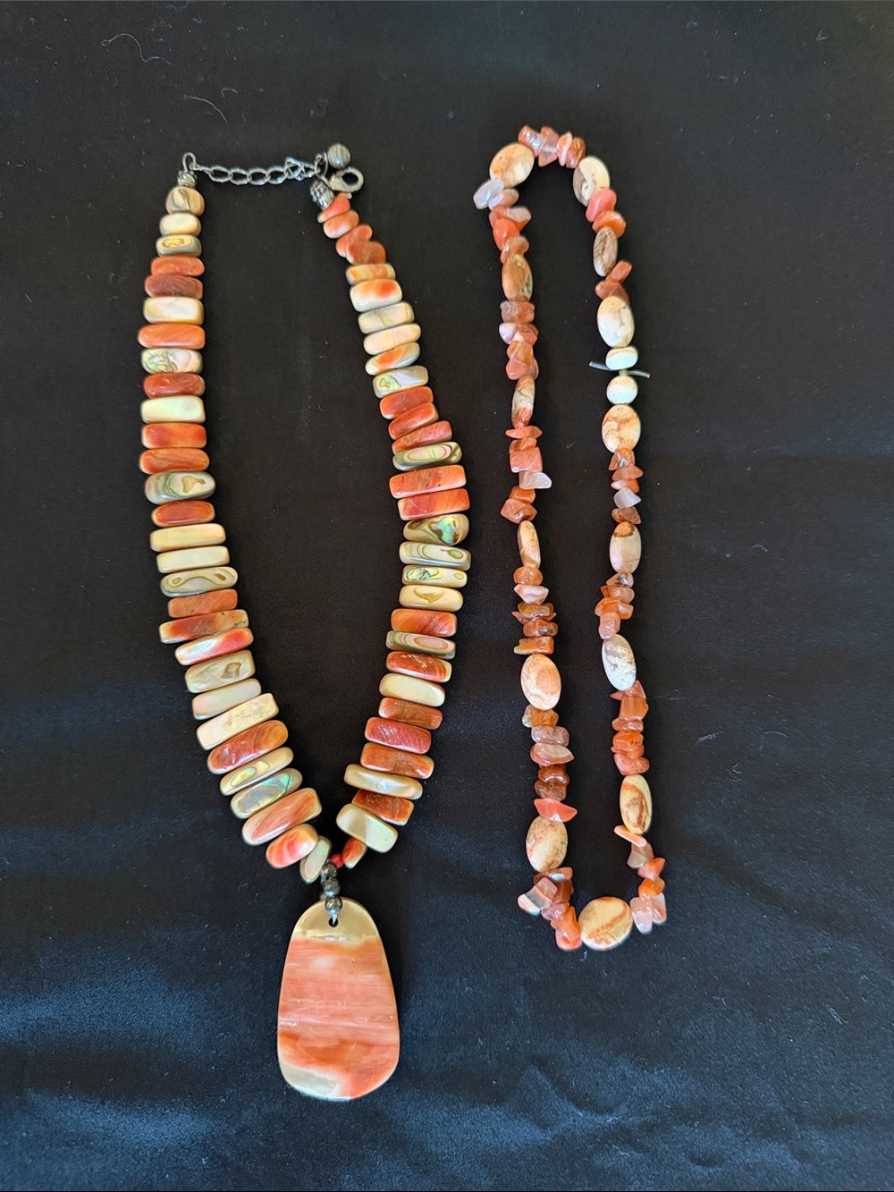 Silpada Handcrafted Orange and Cream Stone necklace